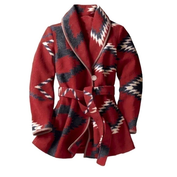 Black Mountain Aztec Southwest designs red white, black, fully lined. SZ L/XL - Picture 3 of 11